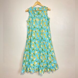 Ella Simone Cottagecore Night Dress Yellow Tulip Floral Print Ruffle Cotton